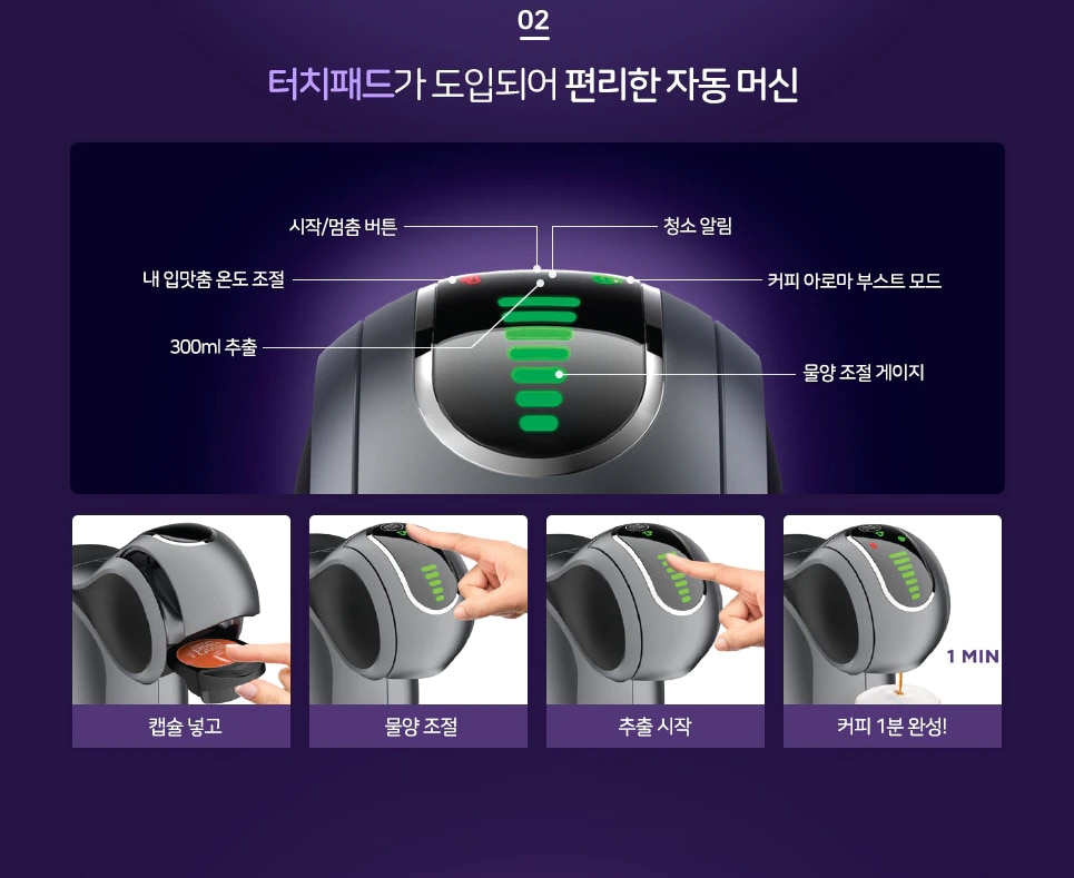 터치패드가 도입되어 편리한 자동 머신