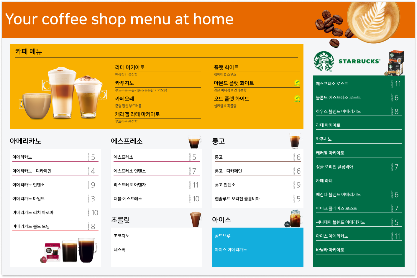 돌체구스토 메뉴